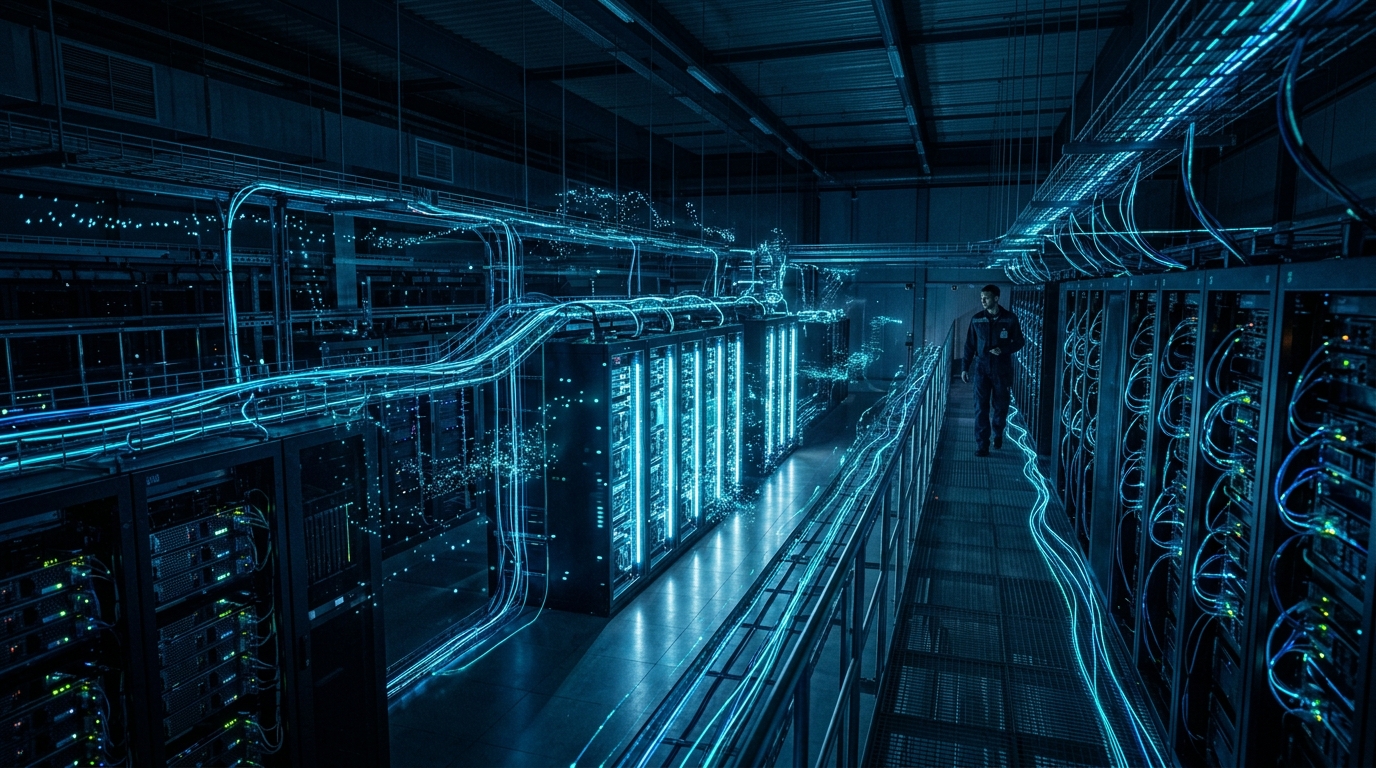 High-density GPU cluster networking fabric with illuminated optical telemetry in modern AI data center